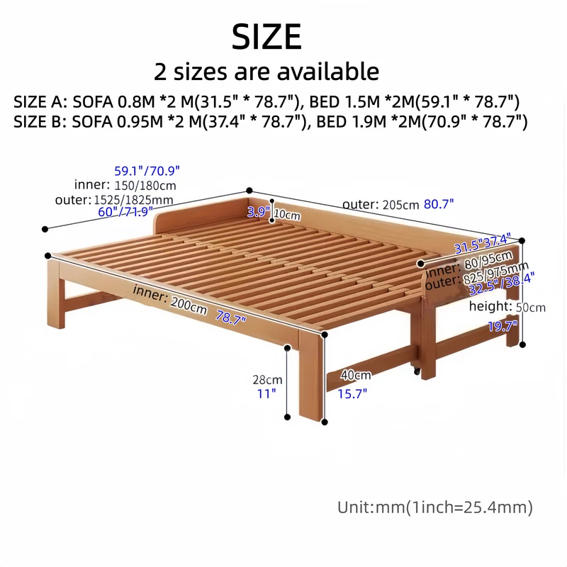 Cama de día de madera maciza de haya con cajones de almacenamiento debajo