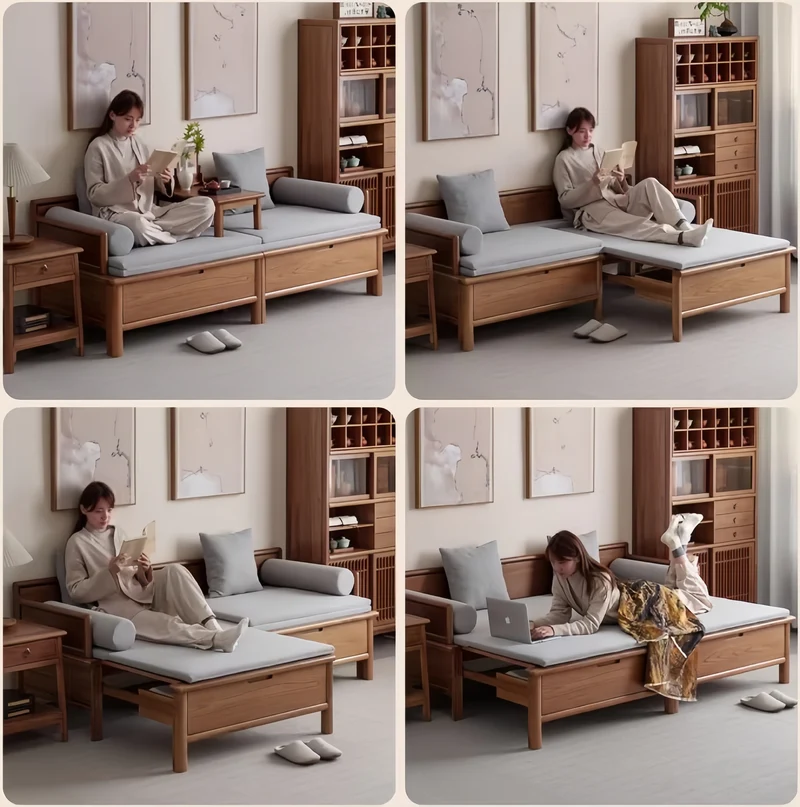 Cama Arhat 3 en 1 de madera maciza con cajones de almacenamiento debajo