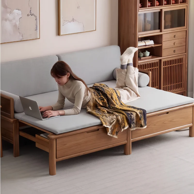 Cama Arhat 3 en 1 de madera maciza con cajones de almacenamiento debajo
