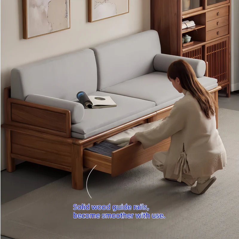 Cama Arhat 3 en 1 de madera maciza con cajones de almacenamiento debajo