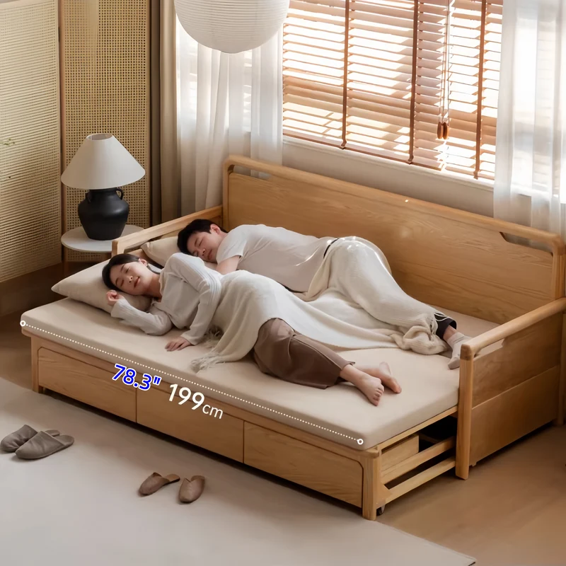 Sofá cama Arhat con estructura de madera maciza y cajones de almacenamiento debajo
