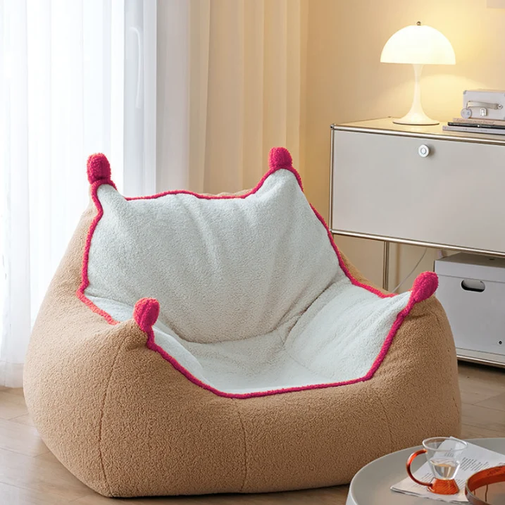 Contemporary Nordic Sherpa Fabric Latex EPP Square Bean Bag Lazy Sofa Backrest Footrest For Living Room And Bedroom