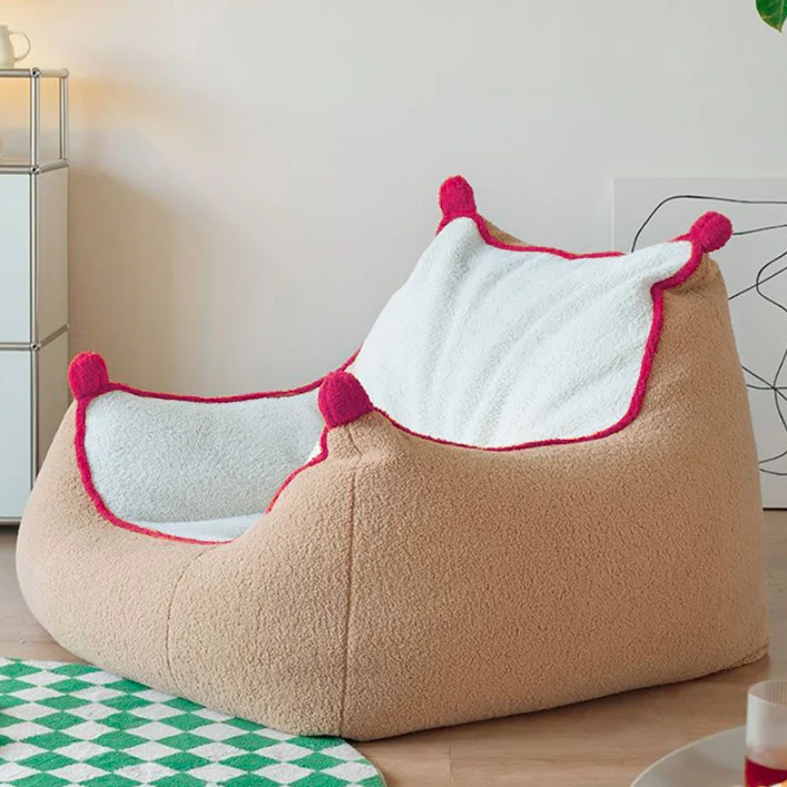 Contemporary Nordic Sherpa Fabric Latex EPP Square Bean Bag Lazy Sofa Backrest Footrest For Living Room And Bedroom