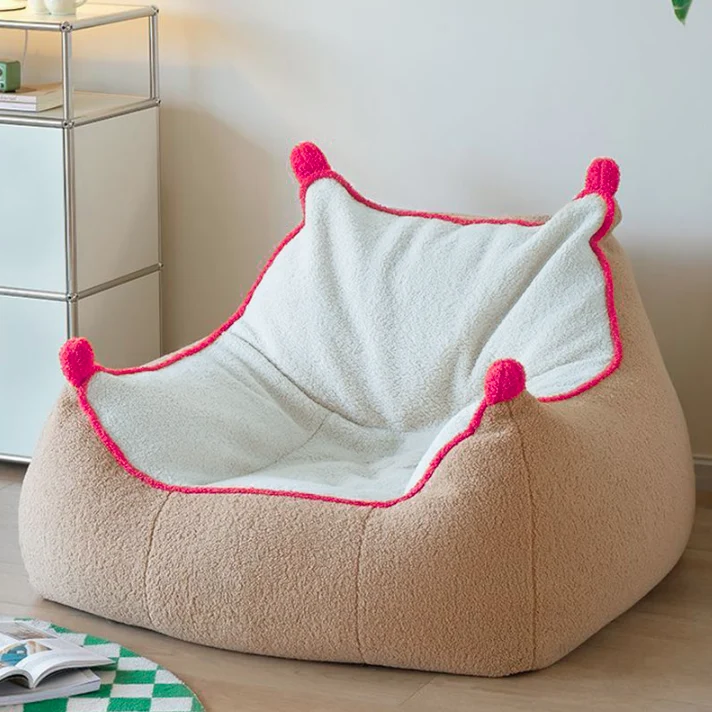 Contemporary Nordic Sherpa Fabric Latex EPP Square Bean Bag Lazy Sofa Backrest Footrest For Living Room And Bedroom