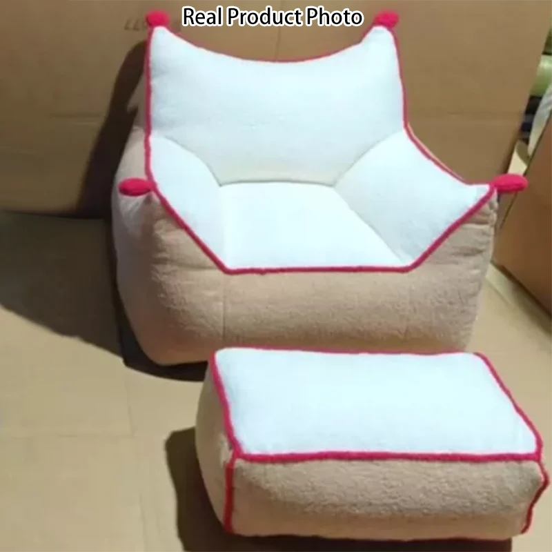 Contemporary Nordic Sherpa Fabric Latex EPP Square Bean Bag Lazy Sofa Backrest Footrest For Living Room And Bedroom
