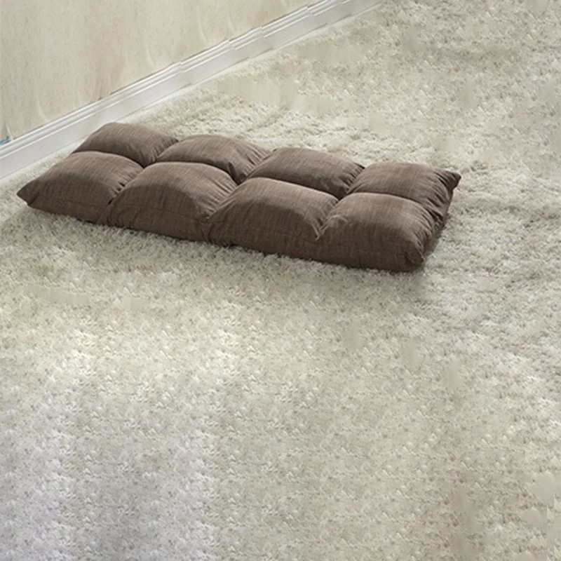 Modern Simplicity Cotton-linen Iron Rectangular Checkered Adjustable Backrest Lazy Chair Tatami For Living Room, Bedroom & Bay Window