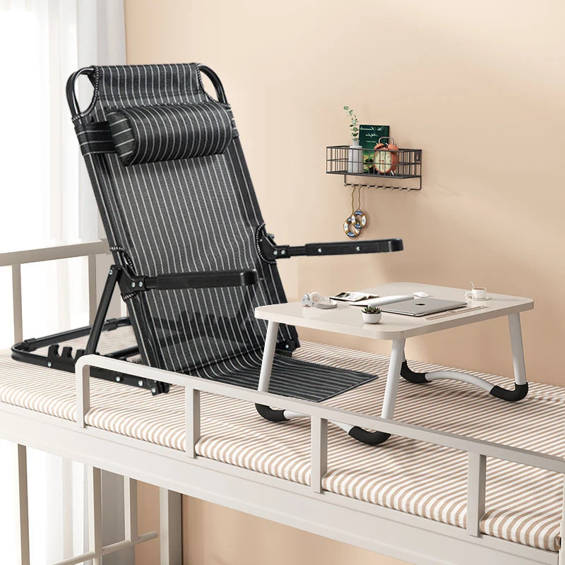 Modern Minimalist Oxford Fabric Textilene Fabric Iron Plastic Rectangular Back Chair With Adjustable Recline & Armrests For Living Room & Bedroom