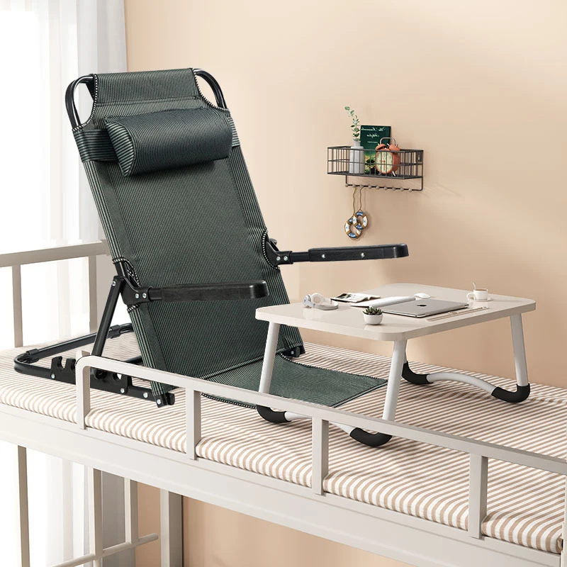 Modern Minimalist Oxford Fabric Textilene Fabric Iron Plastic Rectangular Back Chair With Adjustable Recline & Armrests For Living Room & Bedroom