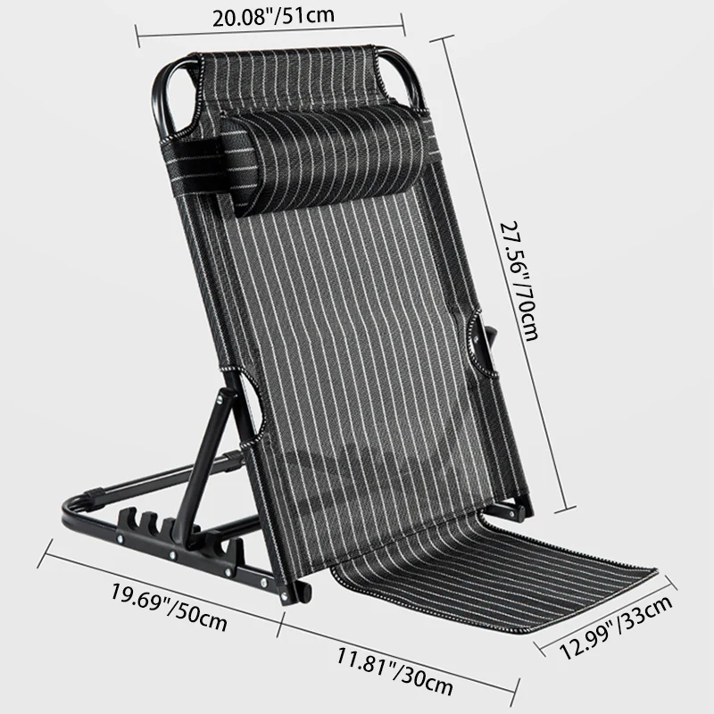 Modern Minimalist Oxford Fabric Textilene Fabric Iron Plastic Rectangular Back Chair With Adjustable Recline & Armrests For Living Room & Bedroom
