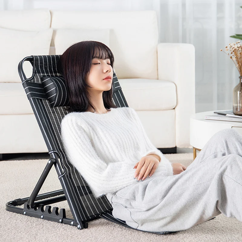 Modern Minimalist Oxford Fabric Textilene Fabric Iron Plastic Rectangular Back Chair With Adjustable Recline & Armrests For Living Room & Bedroom