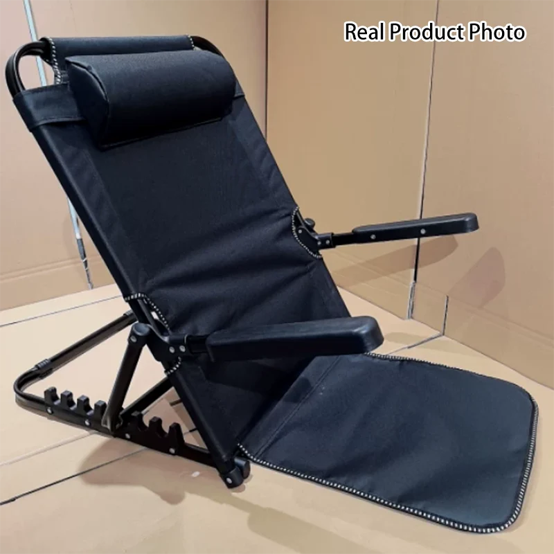 Modern Minimalist Oxford Fabric Textilene Fabric Iron Plastic Rectangular Back Chair With Adjustable Recline & Armrests For Living Room & Bedroom