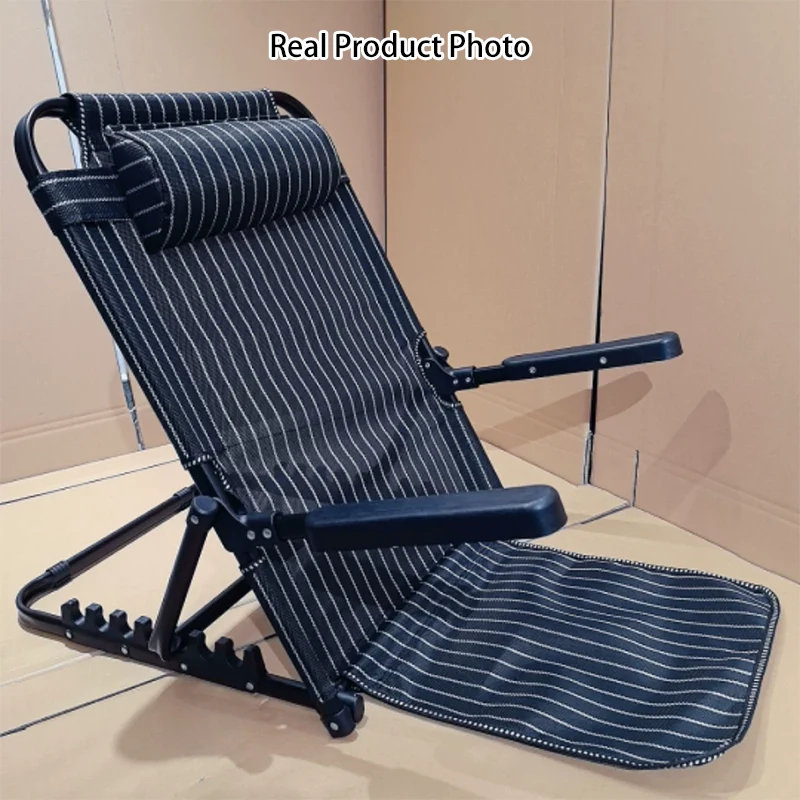 Modern Minimalist Oxford Fabric Textilene Fabric Iron Plastic Rectangular Back Chair With Adjustable Recline & Armrests For Living Room & Bedroom