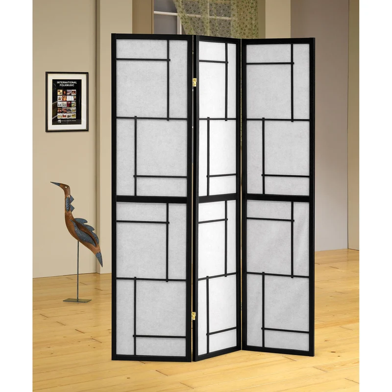 Coaster Furniture Damis 900102 3-Panel Room Divider Folding Shoji Screen - Black