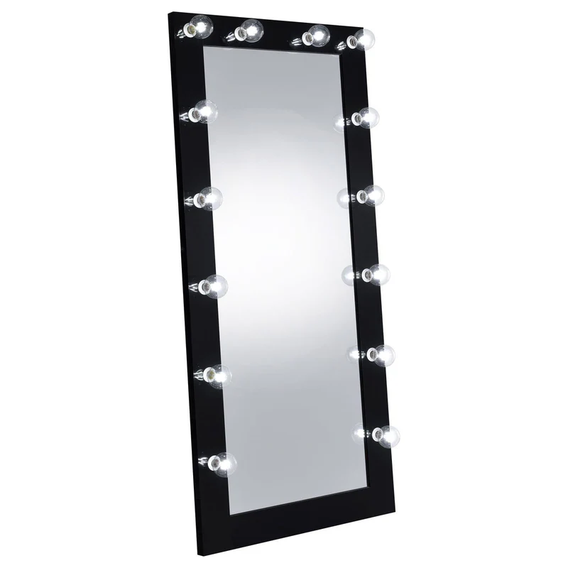 Coaster Furniture Zayan 969557 32 x 71 Inch Floor Mirror LED Lighting - Black Gloss