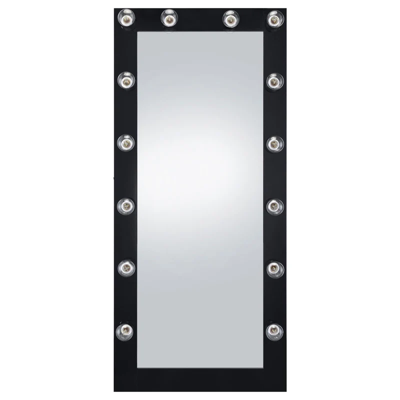 Coaster Furniture Zayan 969557 32 x 71 Inch Floor Mirror LED Lighting - Black Gloss