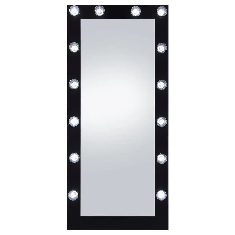 Coaster Furniture Zayan 969557 32 x 71 Inch Floor Mirror LED Lighting - Black Gloss