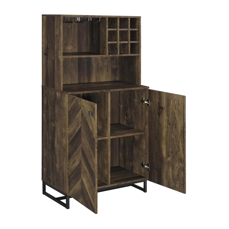 Coaster Furniture Mendoza 182082 2-door Home Bar Cabinet Wine Storage - Rustic Oak