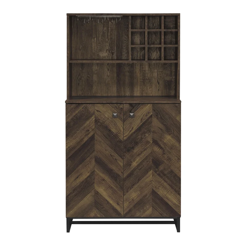 Coaster Furniture Mendoza 182082 2-door Home Bar Cabinet Wine Storage - Rustic Oak