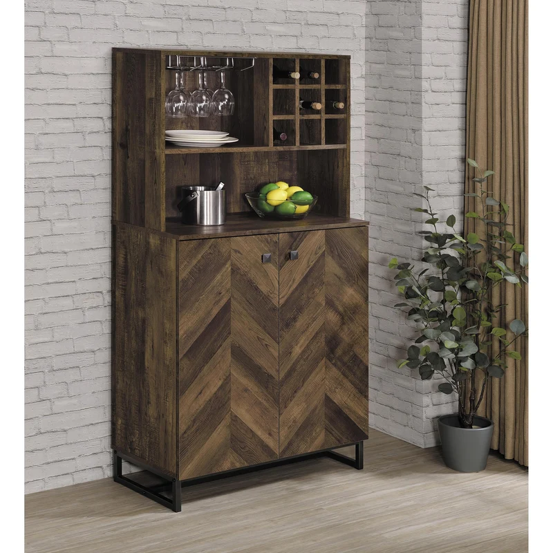 Coaster Furniture Mendoza 182082 2-door Home Bar Cabinet Wine Storage - Rustic Oak