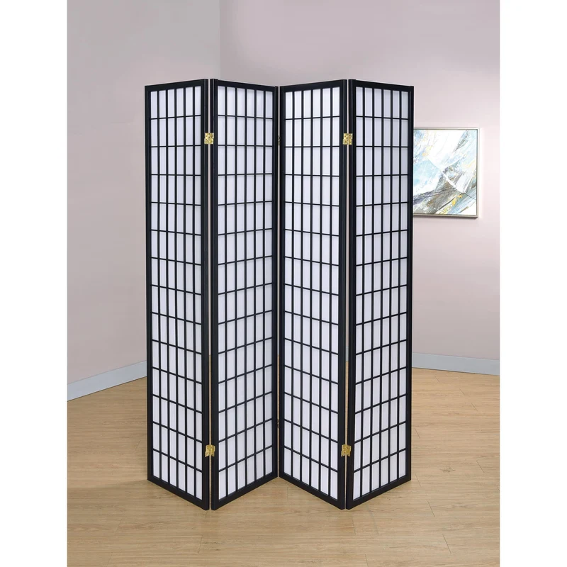 Coaster Furniture Roberto 4624 4-Panel Room Divider Folding Shoji Screen - Black