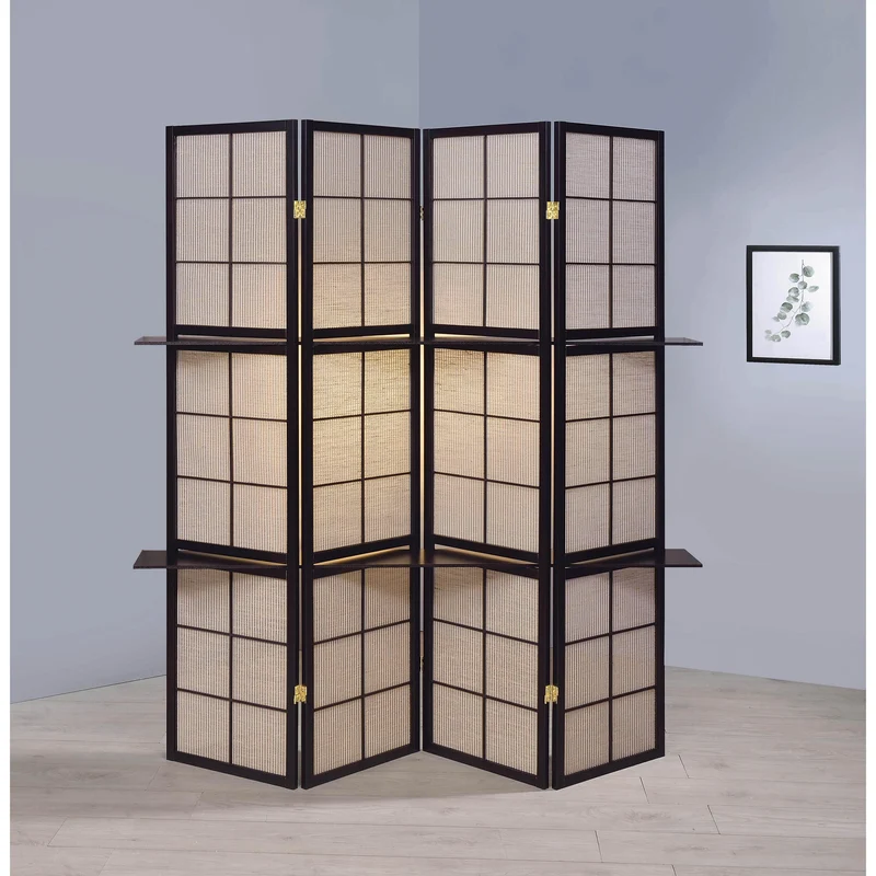 Coaster Furniture Iggy 900166 4-Panel Room Divider Folding Shoji Screen - Cappuccino