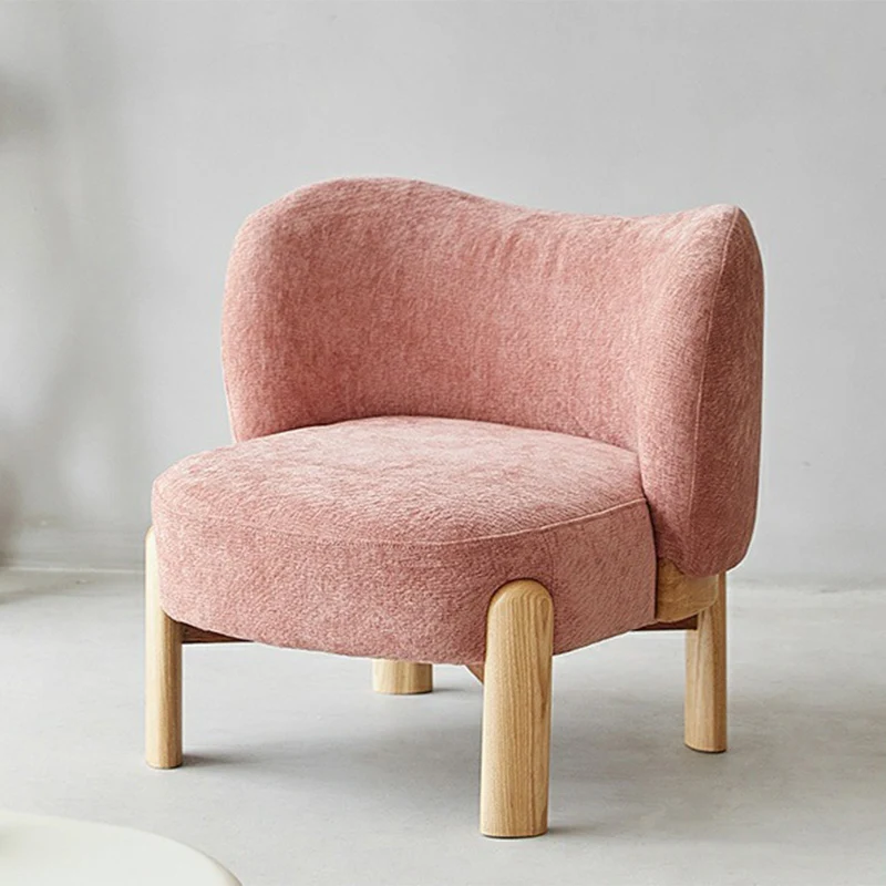 Contemporary Luxury Round Chenille Upholstered Rubberwood Legs Accent Chair Wing Back For Living Room