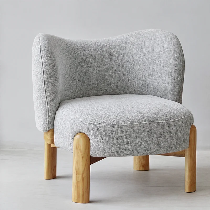 Contemporary Luxury Round Chenille Upholstered Rubberwood Legs Accent Chair Wing Back For Living Room