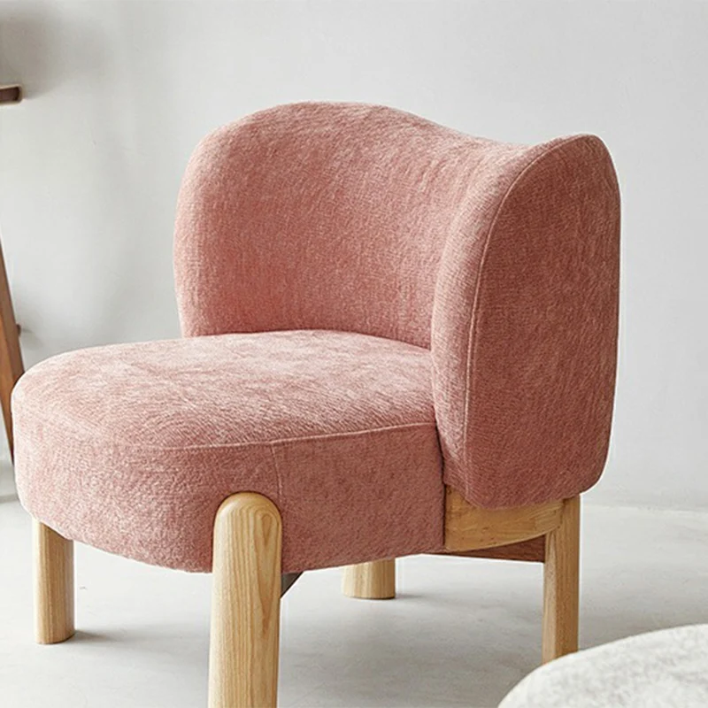 Contemporary Luxury Round Chenille Upholstered Rubberwood Legs Accent Chair Wing Back For Living Room