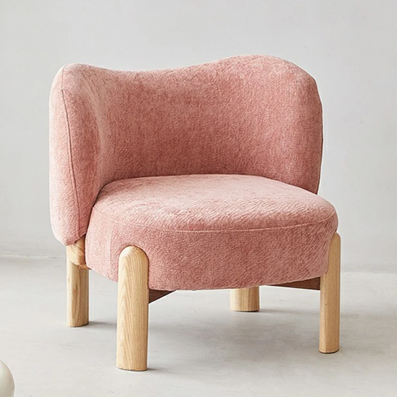 Contemporary Luxury Round Chenille Upholstered Rubberwood Legs Accent Chair Wing Back For Living Room