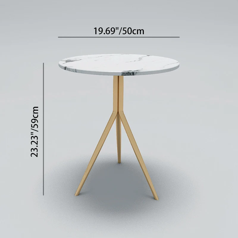 Contemporary Luxury Marble Round Top Stainless Steel Base End Table For Living Room