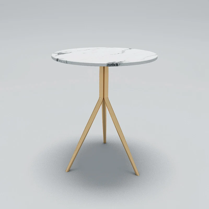 Contemporary Luxury Marble Round Top Stainless Steel Base End Table For Living Room