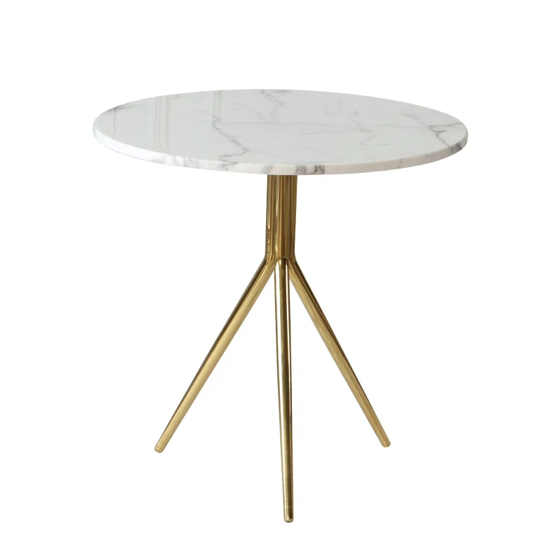 Contemporary Luxury Marble Round Top Stainless Steel Base End Table For Living Room