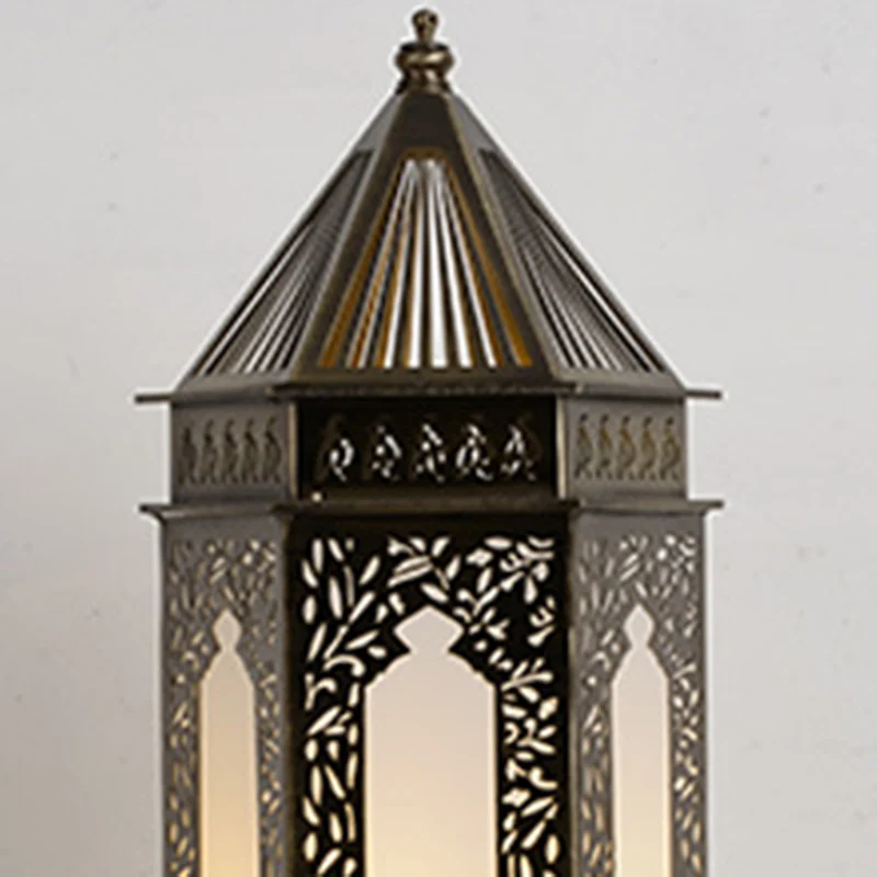 Traditional Chinese Hollow Carved Palace Zinc Alloy 1-Light Table Lamp For Bedroom