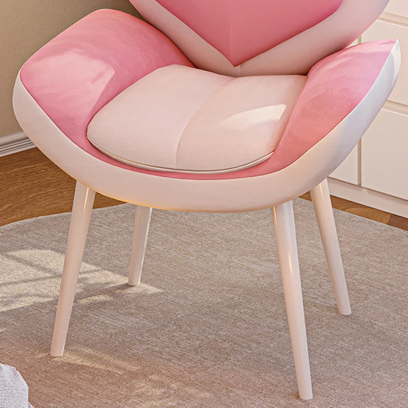Contemporary Nordic Love Heart Velvet Fabric Pine Wood Carbon Steel Vanity Stool Backrest Armrest For Bedroom