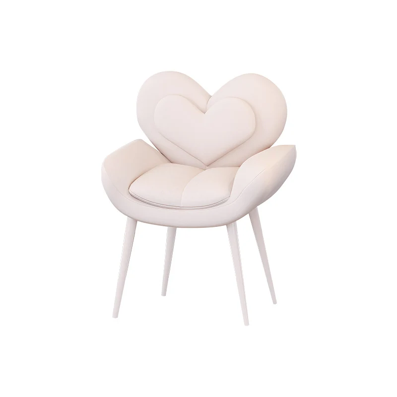 Contemporary Nordic Love Heart Velvet Fabric Pine Wood Carbon Steel Vanity Stool Backrest Armrest For Bedroom