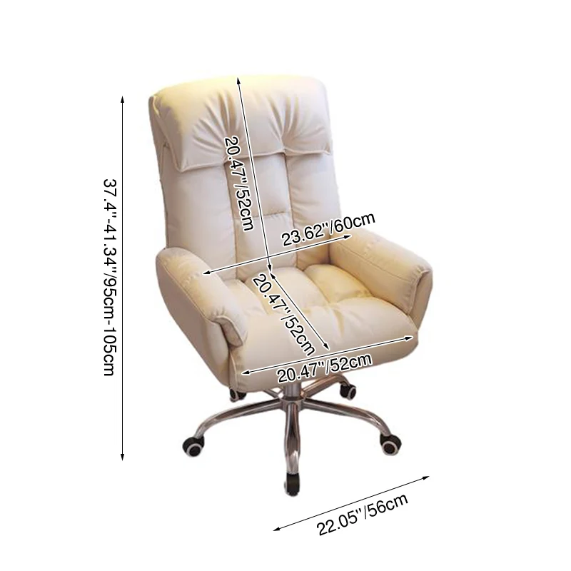 Modern Minimalist Synthetic Fabric Stainless Steel Square Seat Desk Chair With Adjustable Backrest & Swivel Base For Home Office