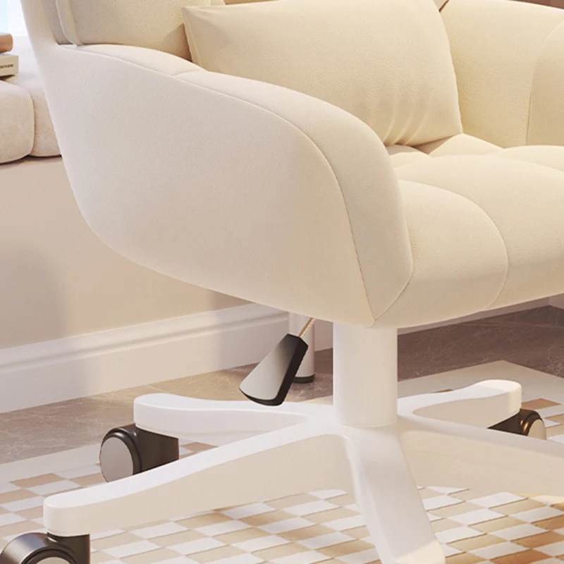 Modern Minimalist Velvet PU Leather & Nylon Square Desk Chair With Adjustable Height For Home Office