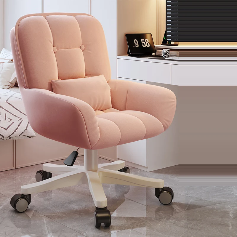 Modern Minimalist Velvet PU Leather & Nylon Square Desk Chair With Adjustable Height For Home Office