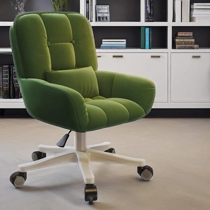 Modern Minimalist Velvet PU Leather & Nylon Square Desk Chair With Adjustable Height For Home Office