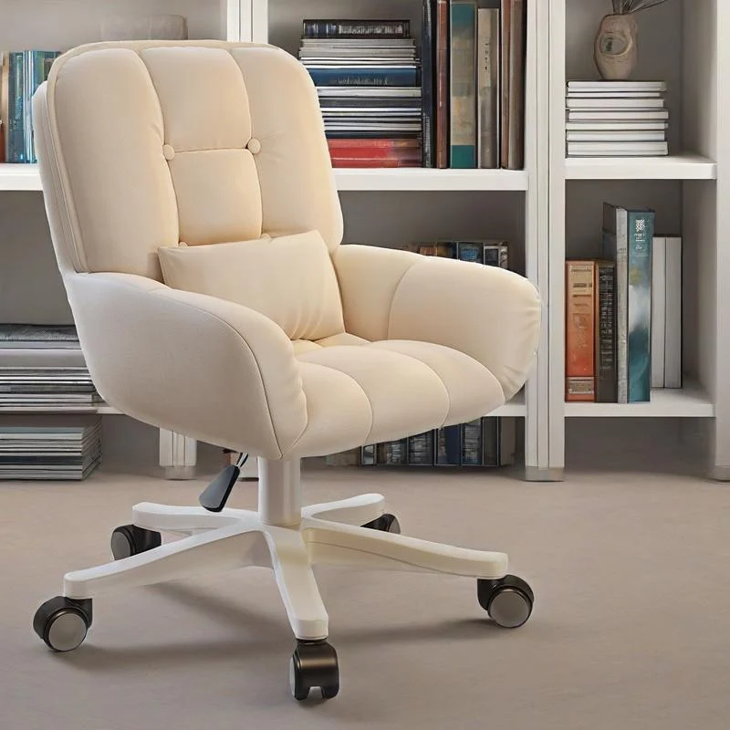 Modern Minimalist Velvet PU Leather & Nylon Square Desk Chair With Adjustable Height For Home Office