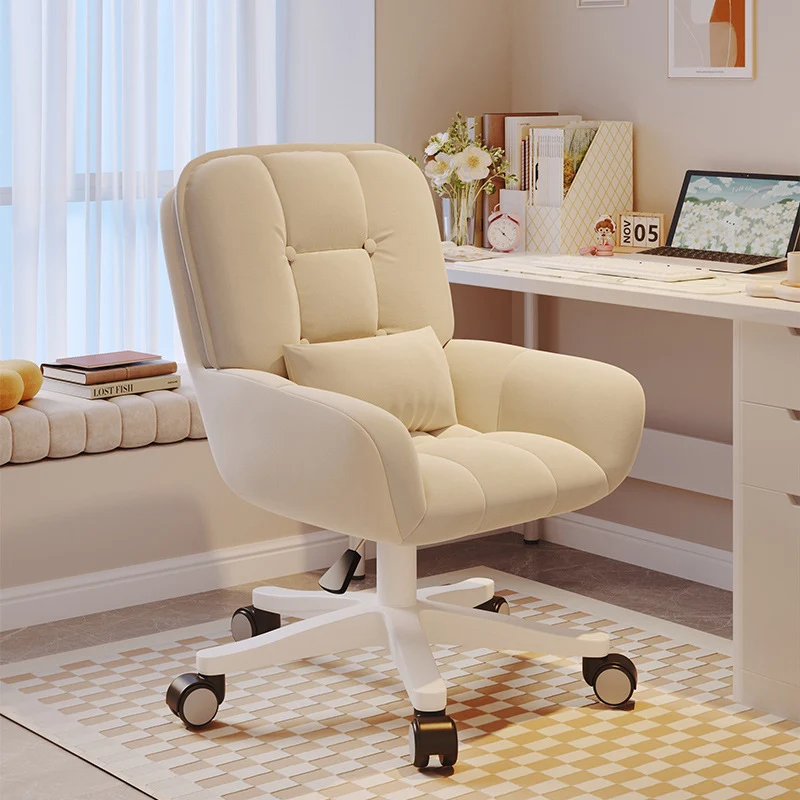Modern Minimalist Velvet PU Leather & Nylon Square Desk Chair With Adjustable Height For Home Office