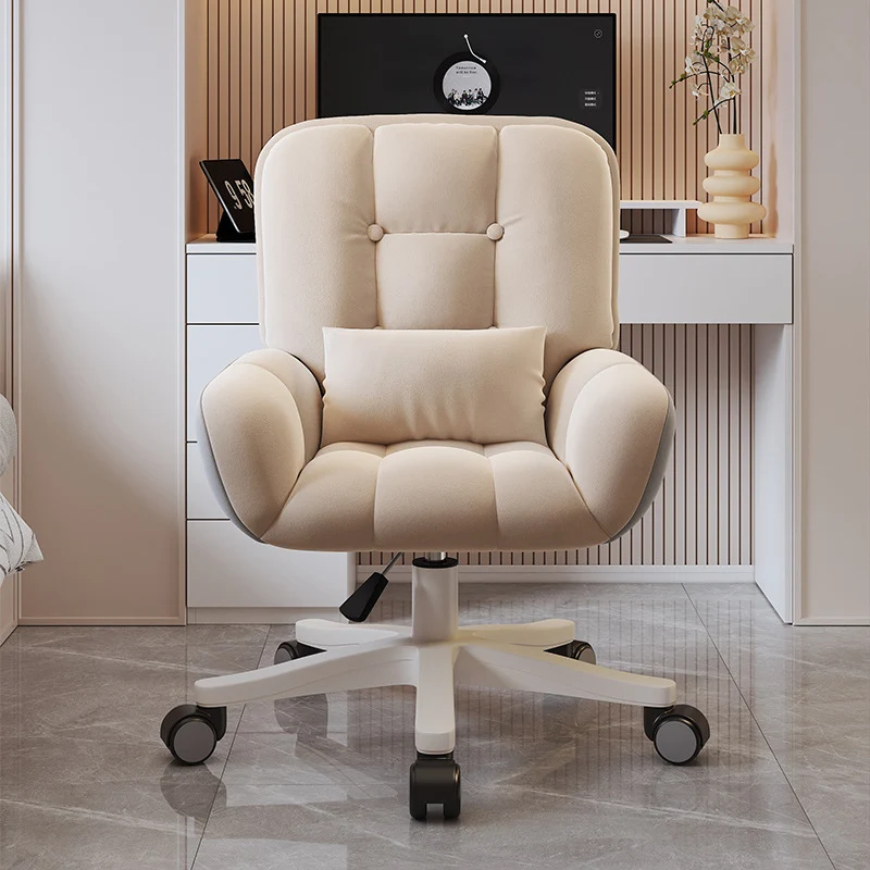 Modern Minimalist Velvet PU Leather & Nylon Square Desk Chair With Adjustable Height For Home Office