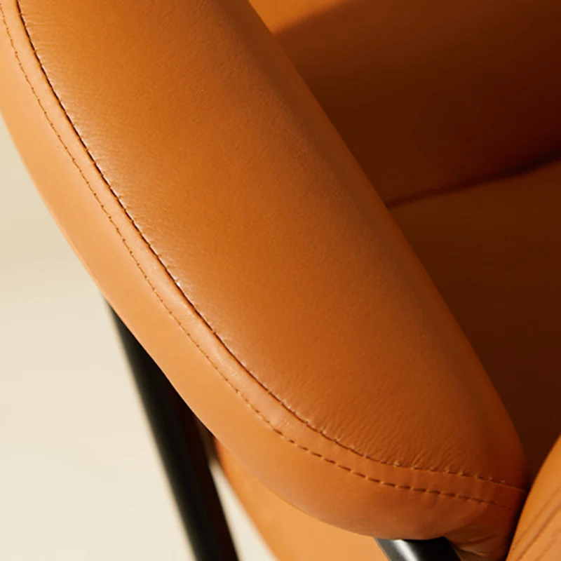 Contemporary Nordic PU Leather Square Desk Chair With Swivel & Height Adjustment For Home Office