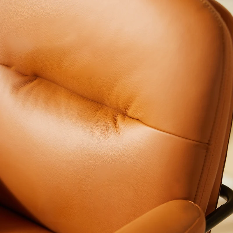Contemporary Nordic PU Leather Square Desk Chair With Swivel & Height Adjustment For Home Office