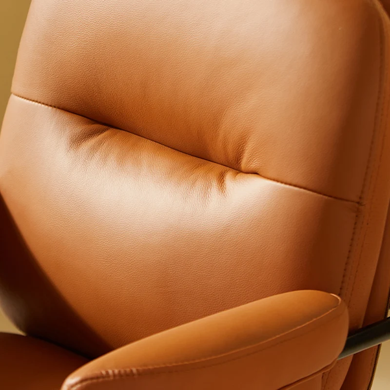 Contemporary Nordic PU Leather Square Desk Chair With Swivel & Height Adjustment For Home Office