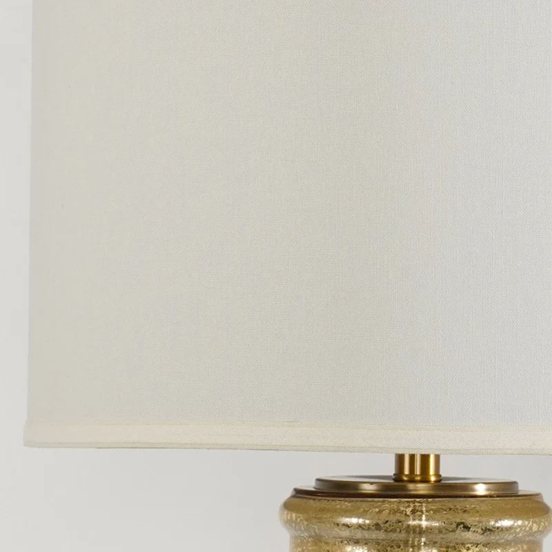 Contemporary Nordic Cylinder Fabric Shade Glass Metal Base 1-Light Table Lamp For Bedroom