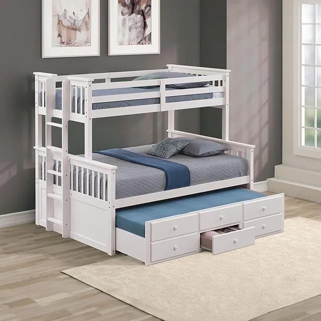 Furniture of America University FM-BK458F-WH Twin/Full Bunk Bed