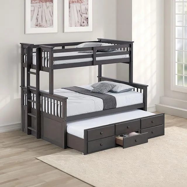 Furniture of America University FM-BK458F-GY Twin/Full Bunk Bed