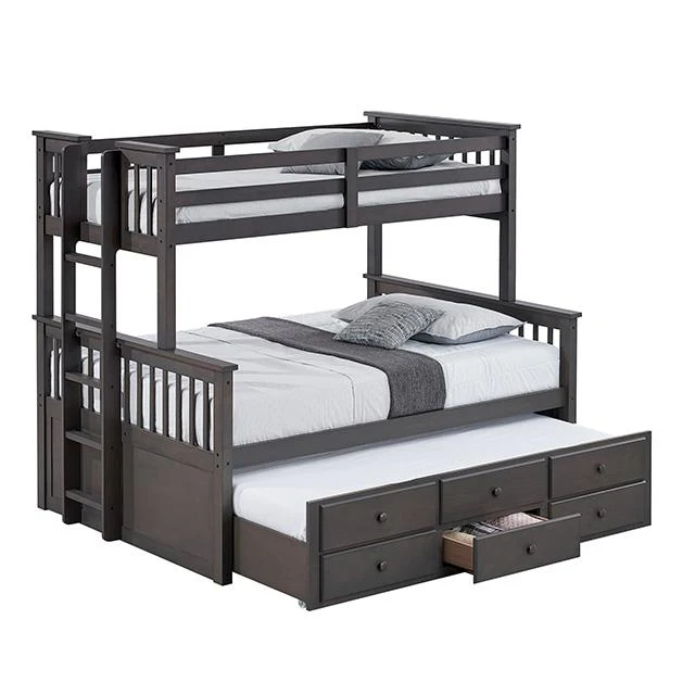 Furniture of America University FM-BK458F-GY Twin/Full Bunk Bed