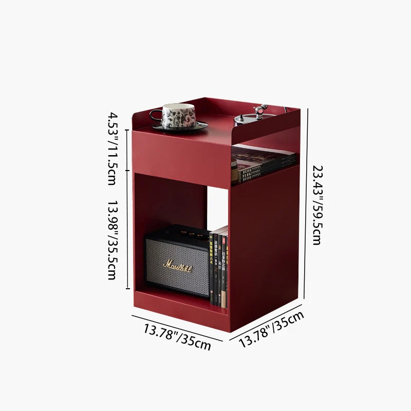 Contemporary Retro Carbon Steel Square Movable End Table 3-Tier With Hidden Wheels For Living Room